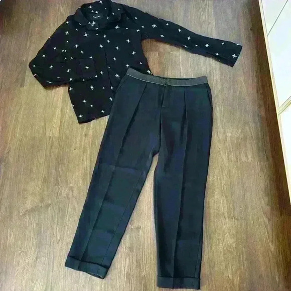 Rag & Bone cropped pants with faux leather on the waist size 4 in black . - Picture 9 of 10